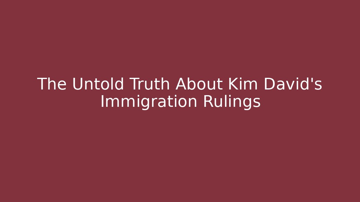 The Untold Truth About Kim David's Immigration Rulings