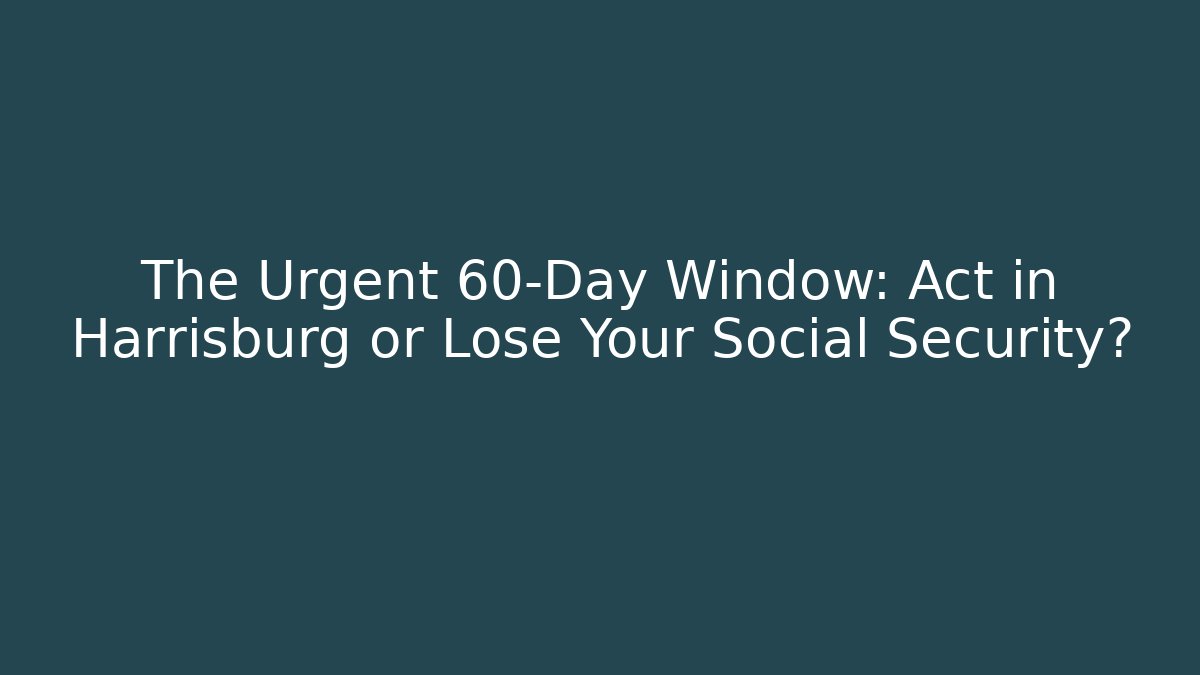The Urgent 60-Day Window: Act in Harrisburg or Lose Your Social Security?