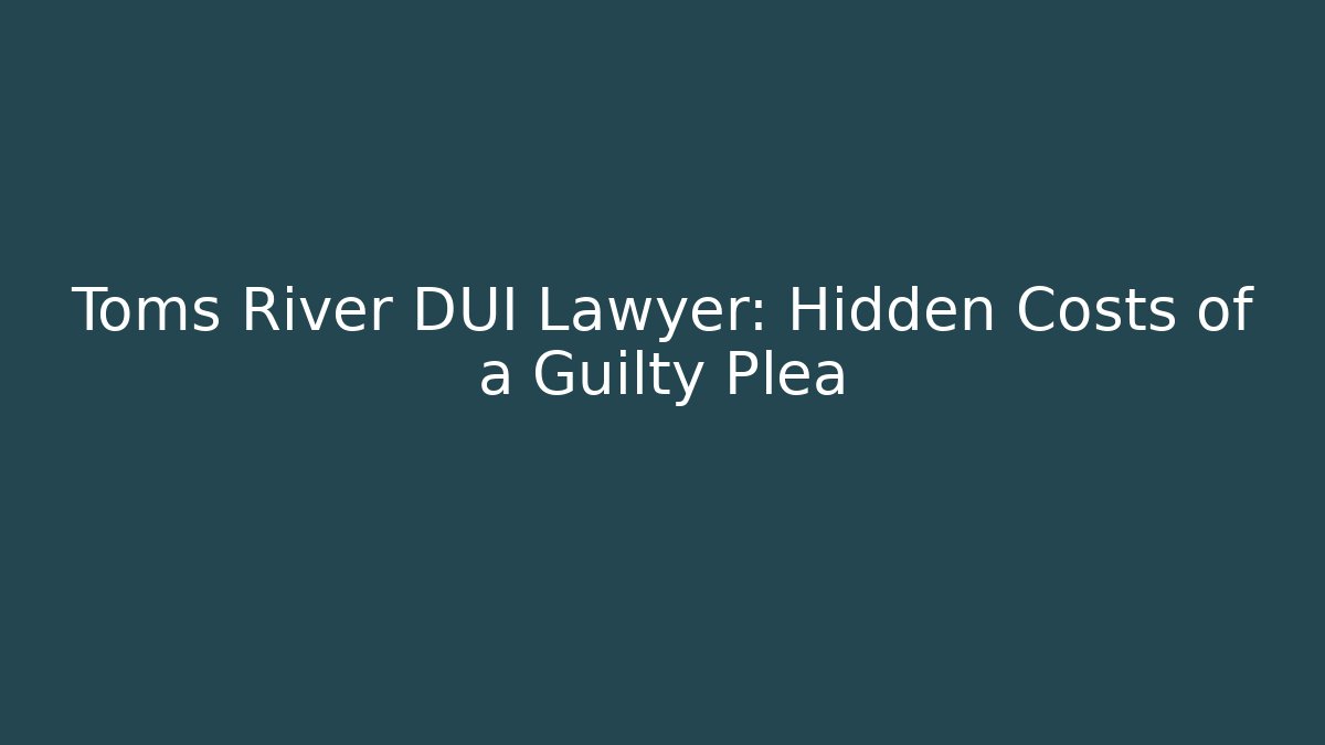 Toms River DUI Lawyer: Hidden Costs of a Guilty Plea