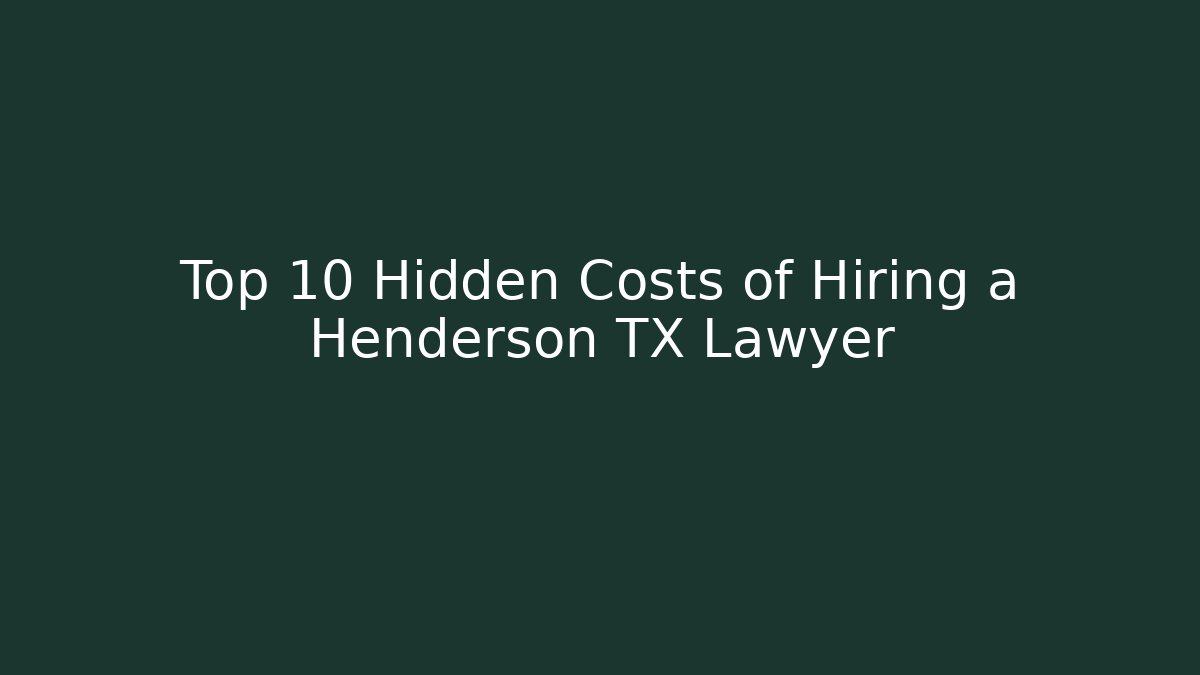 Top 10 Hidden Costs of Hiring a Henderson TX Lawyer