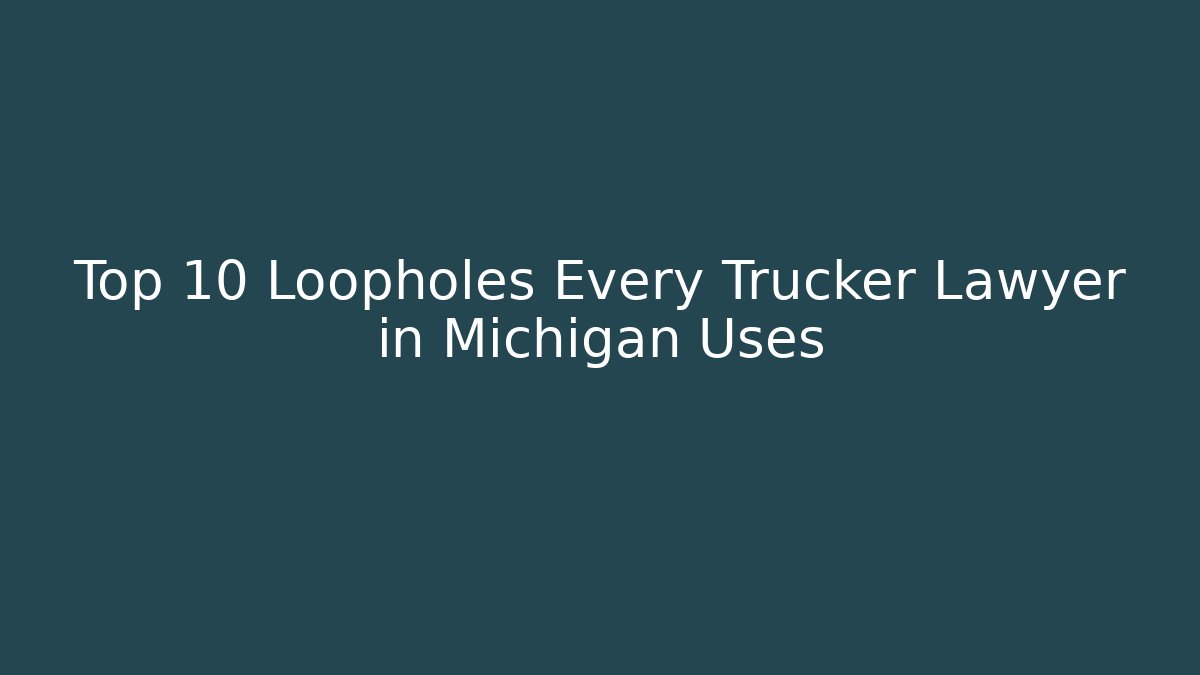Top 10 Loopholes Every Trucker Lawyer in Michigan Uses