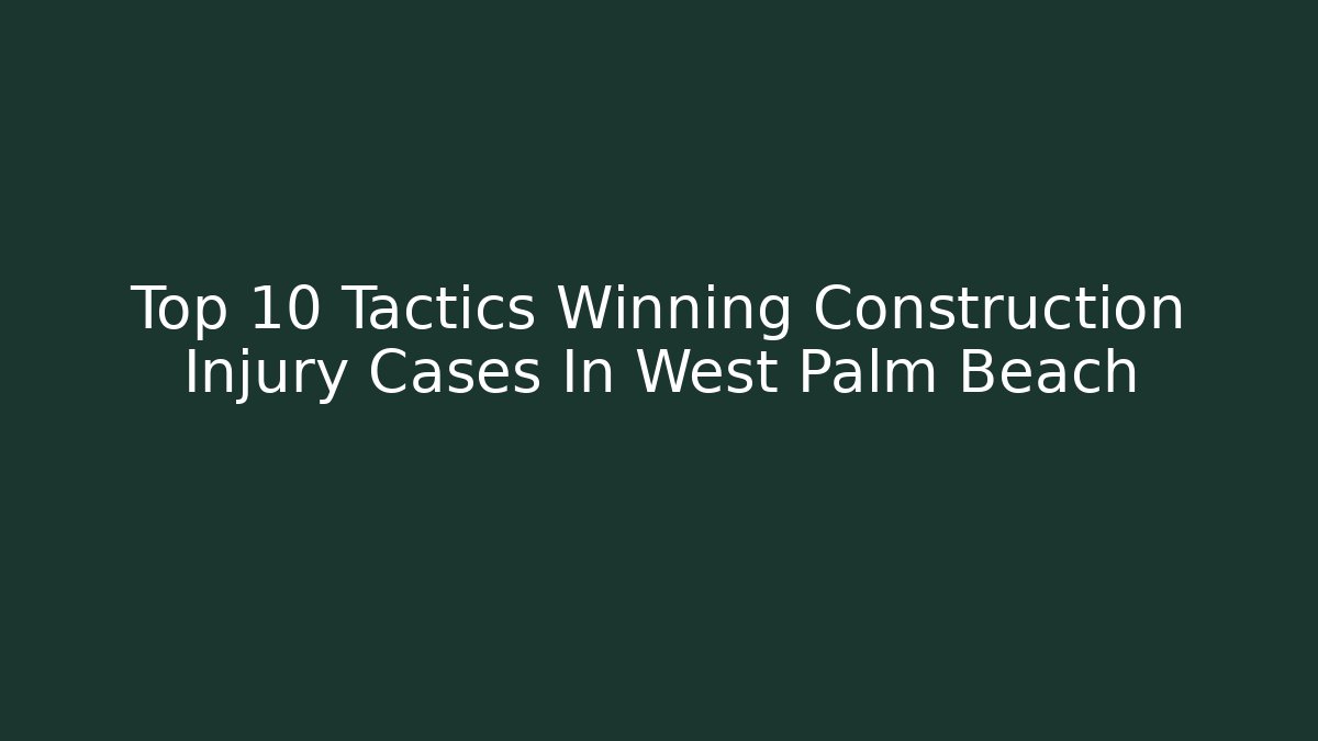 Top 10 Tactics Winning Construction Injury Cases In West Palm Beach