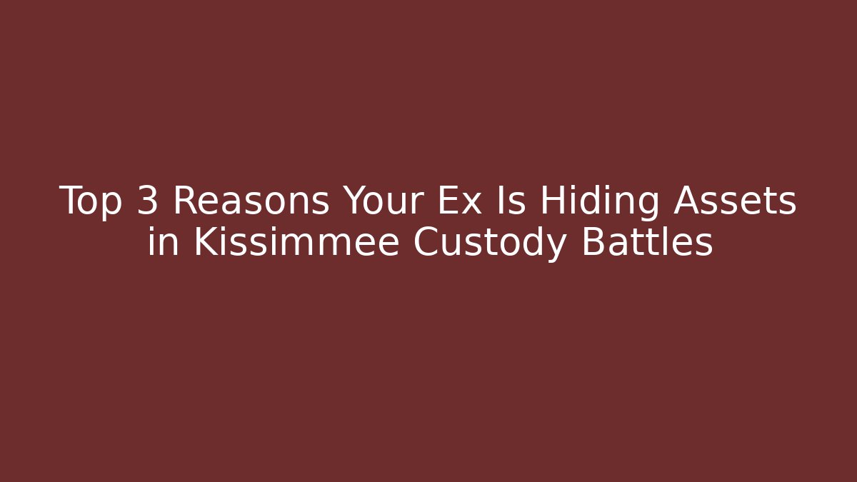 Top 3 Reasons Your Ex Is Hiding Assets in Kissimmee Custody Battles