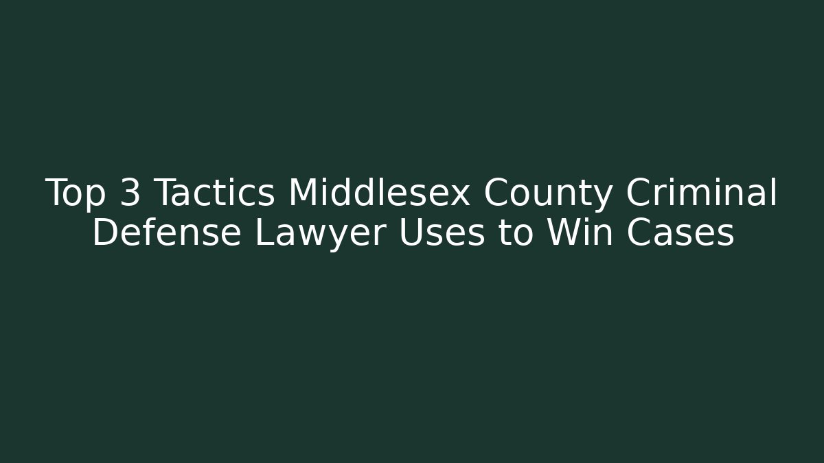 Top 3 Tactics Middlesex County Criminal Defense Lawyer Uses to Win Cases