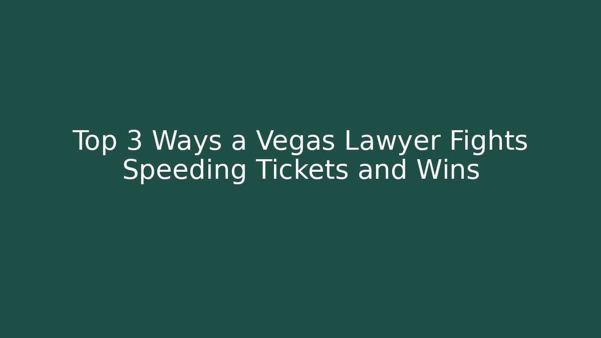 Top 3 Ways a Vegas Lawyer Fights Speeding Tickets and Wins