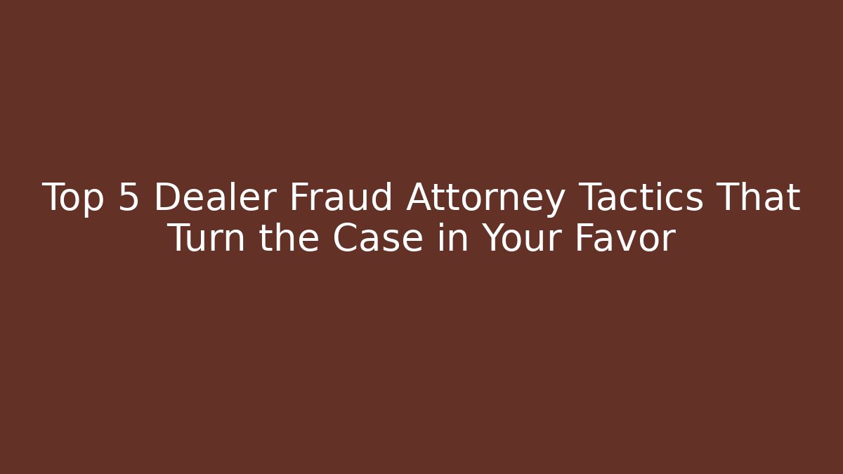 Top 5 Dealer Fraud Attorney Tactics That Turn the Case in Your Favor