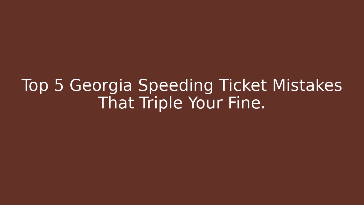 Top 5 Georgia Speeding Ticket Mistakes That Triple Your Fine.