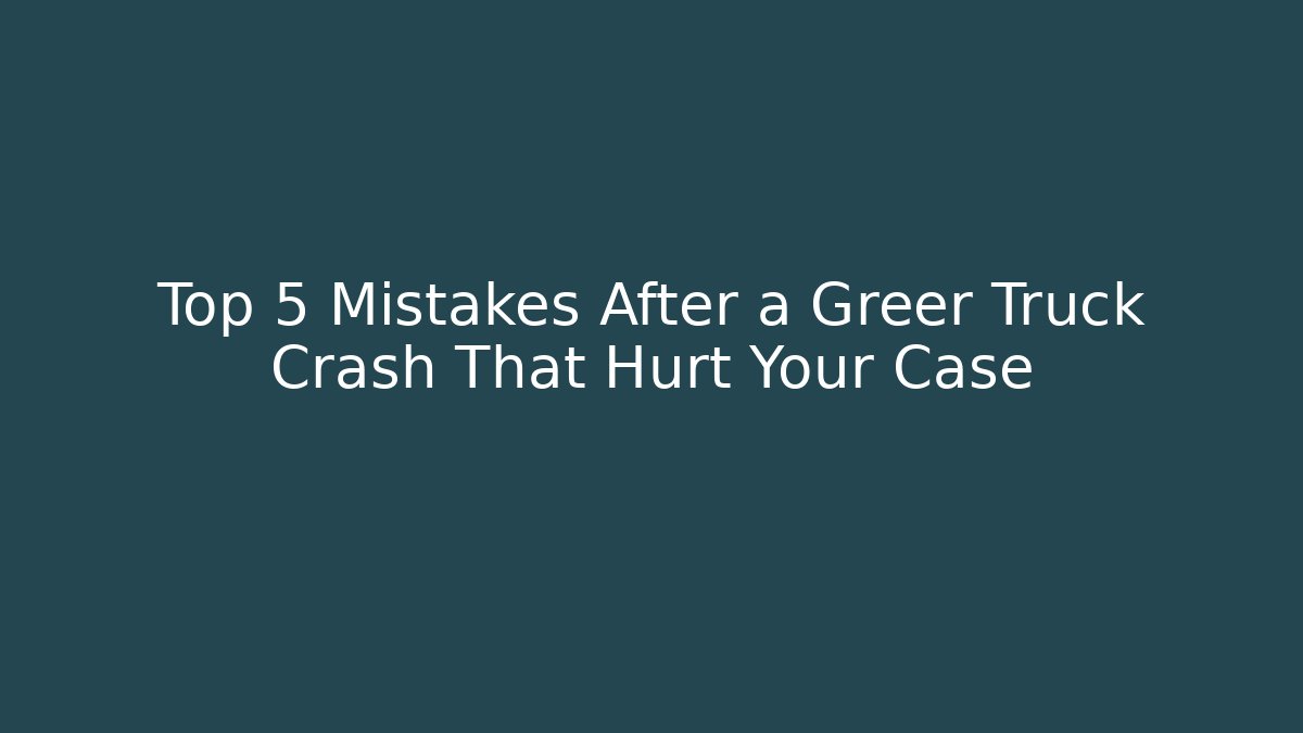 Top 5 Mistakes After a Greer Truck Crash That Hurt Your Case