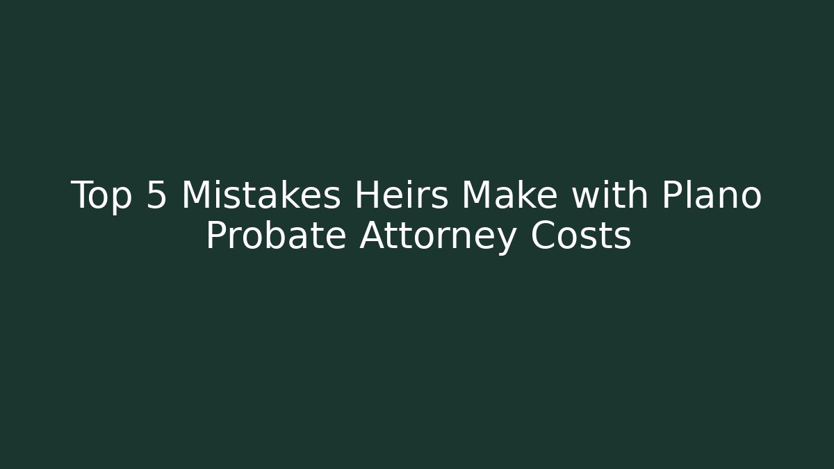 Top 5 Mistakes Heirs Make with Plano Probate Attorney Costs