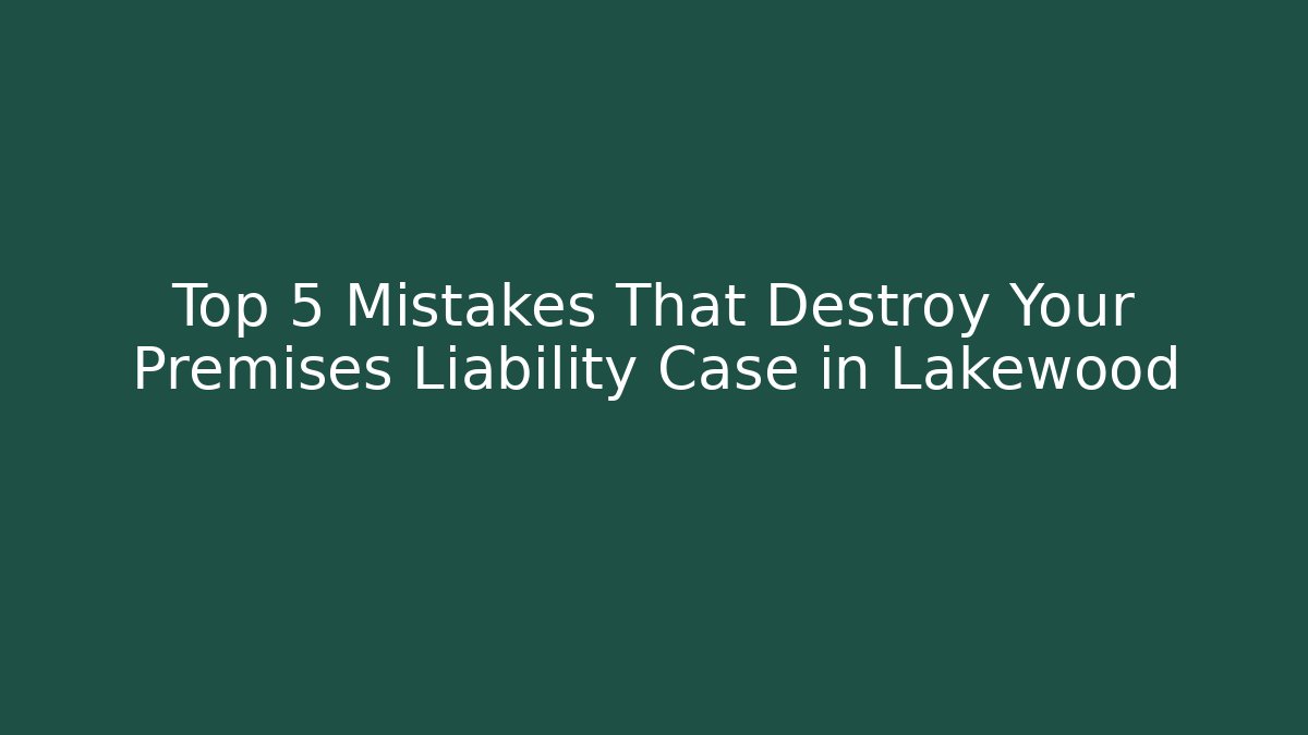 Top 5 Mistakes That Destroy Your Premises Liability Case in Lakewood