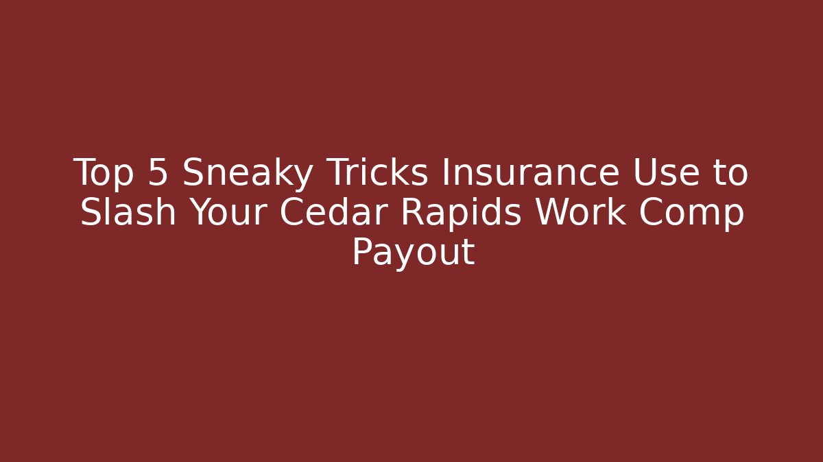 Top 5 Sneaky Tricks Insurance Use to Slash Your Cedar Rapids Work Comp Payout