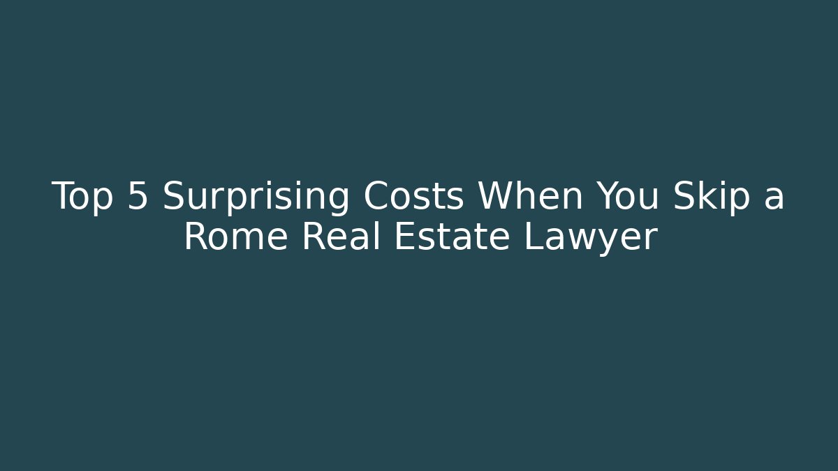 Top 5 Surprising Costs When You Skip a Rome Real Estate Lawyer