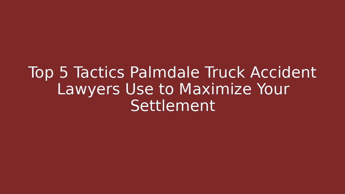 Top 5 Tactics Palmdale Truck Accident Lawyers Use to Maximize Your Settlement