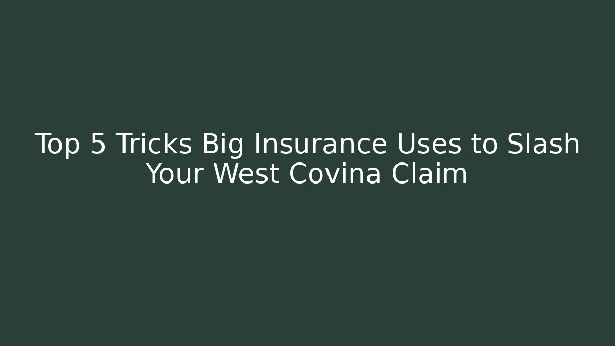 Top 5 Tricks Big Insurance Uses to Slash Your West Covina Claim