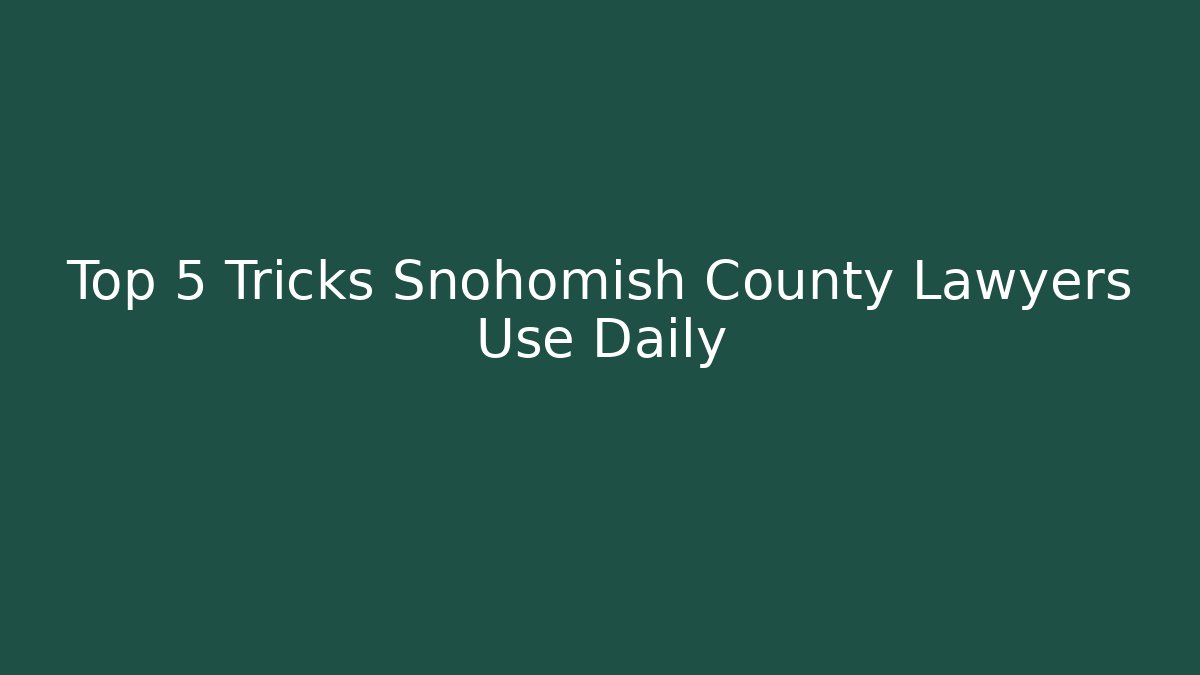 Top 5 Tricks Snohomish County Lawyers Use Daily