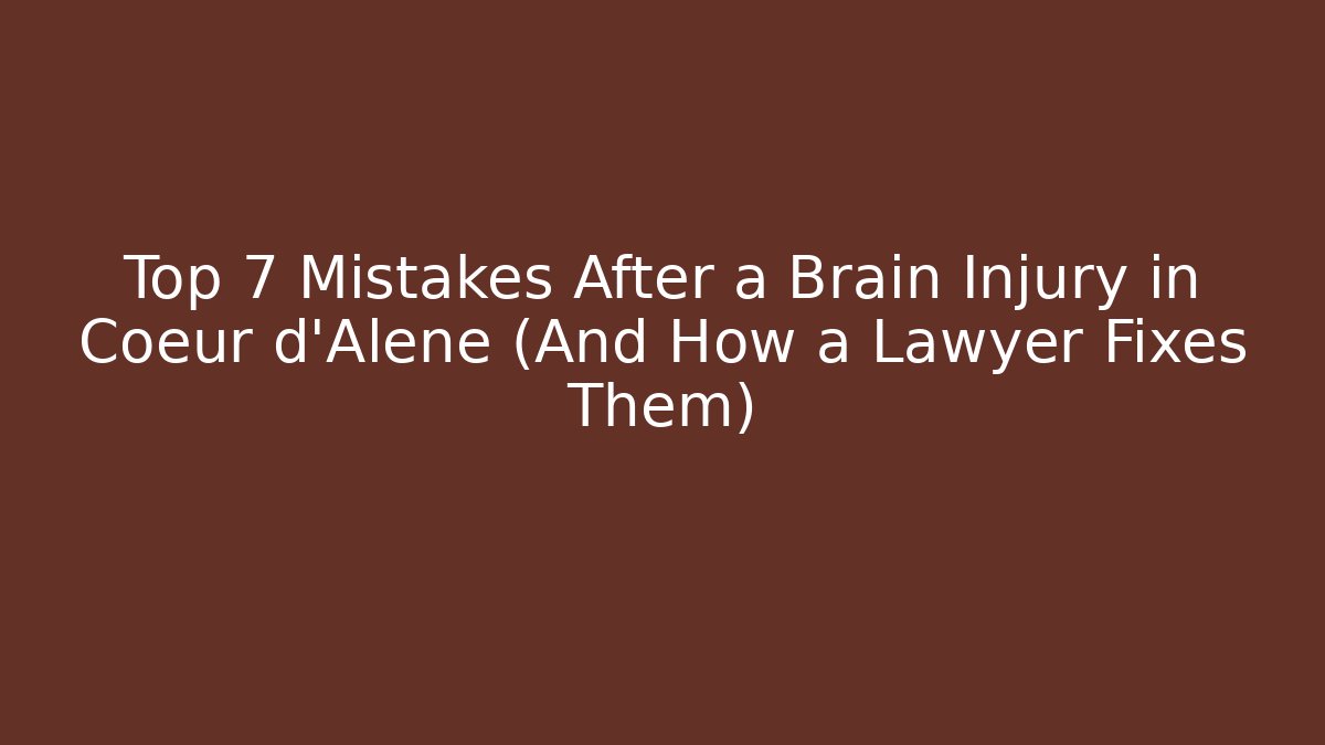 Top 7 Mistakes After a Brain Injury in Cœur d’Alene (And How a Lawyer Fixes Them)