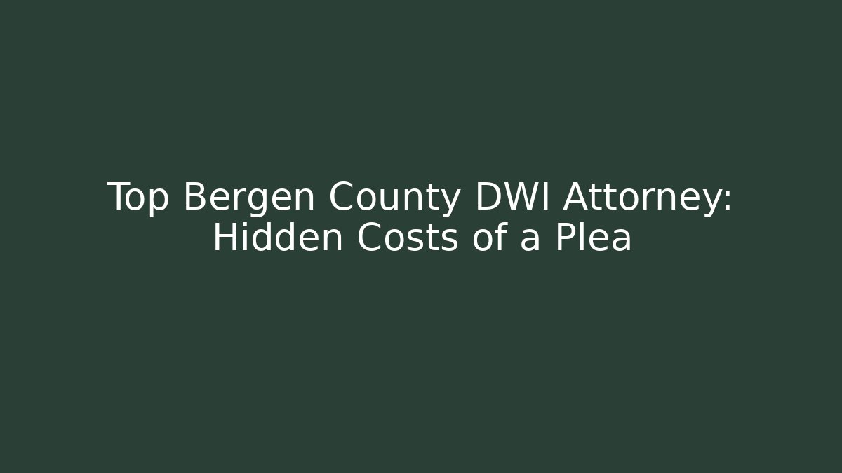 Top Bergen County DWI Attorney: Hidden Costs of a Plea