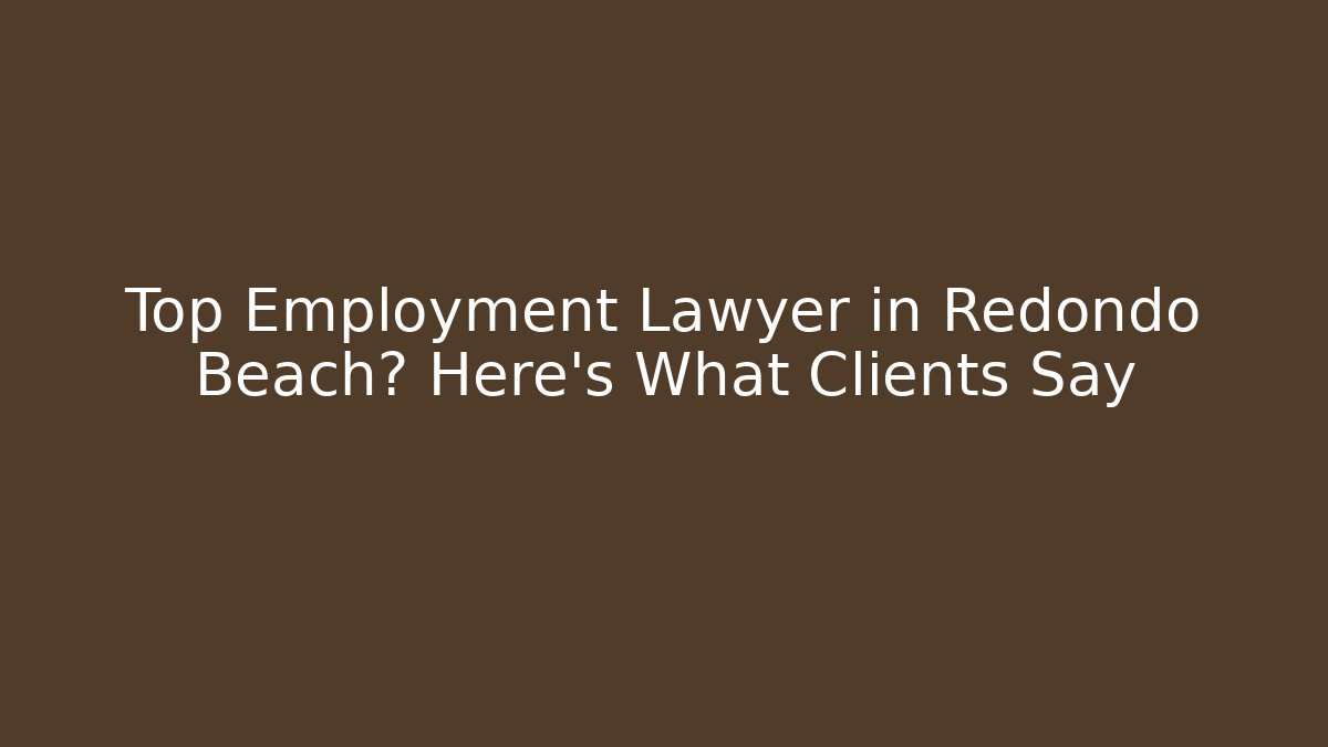 Top Employment Lawyer in Redondo Beach? Here’s What Clients Say