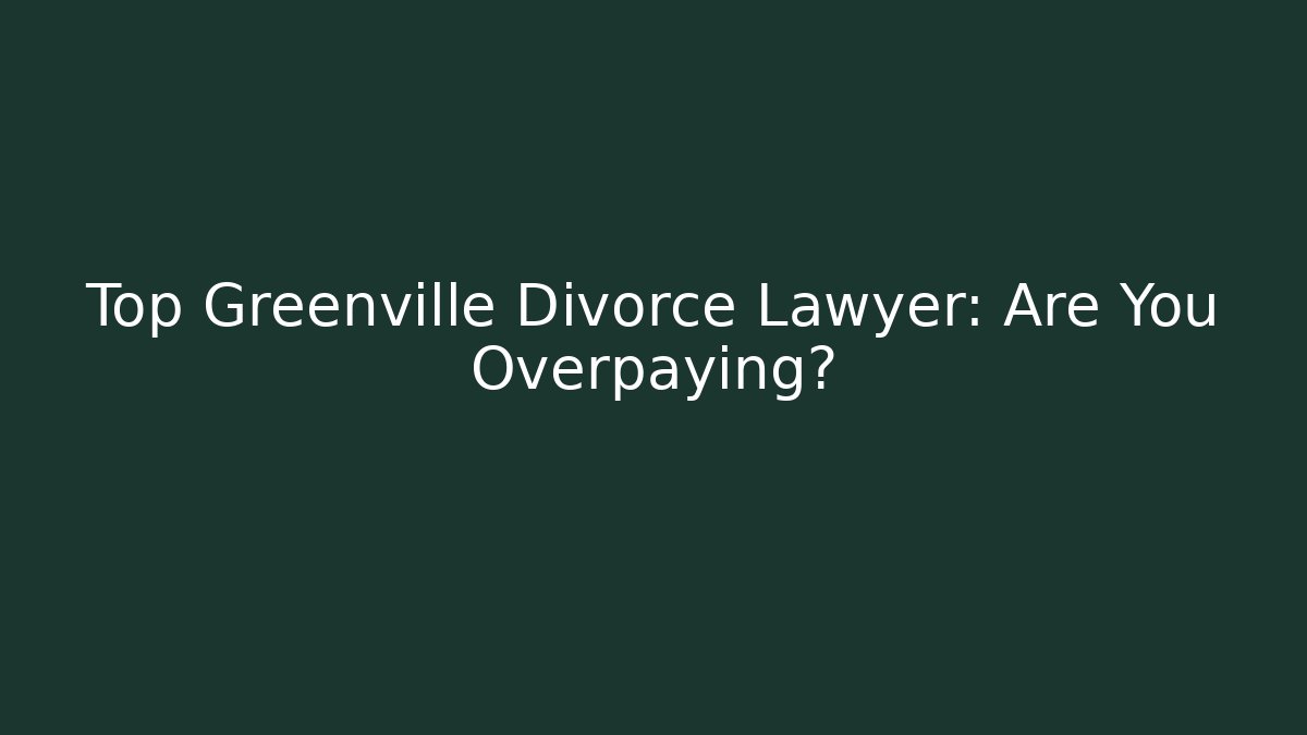 Top Greenville Divorce Lawyer: Are You Overpaying?