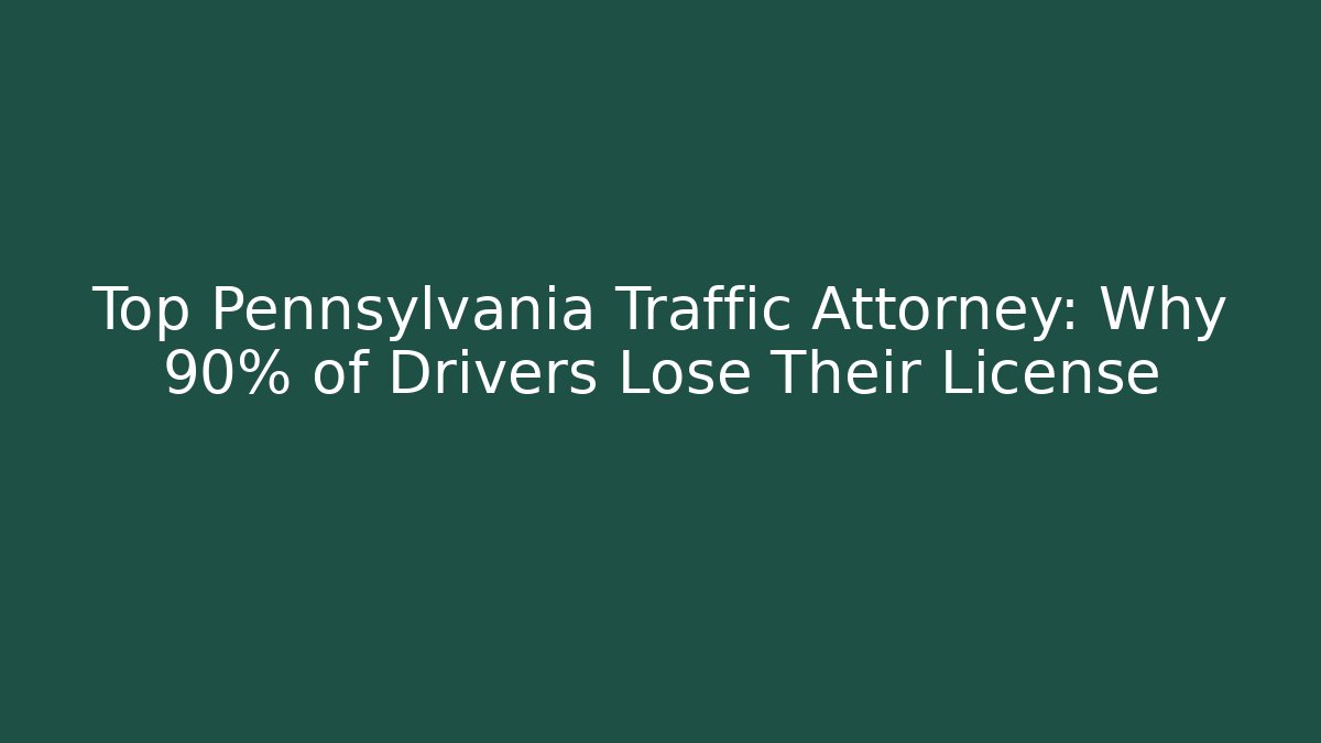 Top Pennsylvania Traffic Attorney: Why 90% of Drivers Lose Their License
