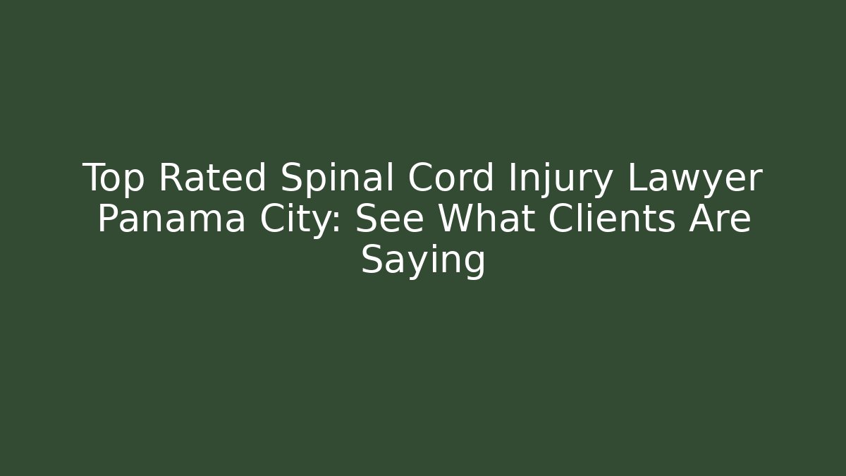 Top Rated Spinal Cord Injury Lawyer Panama City: See What Clients Are Saying