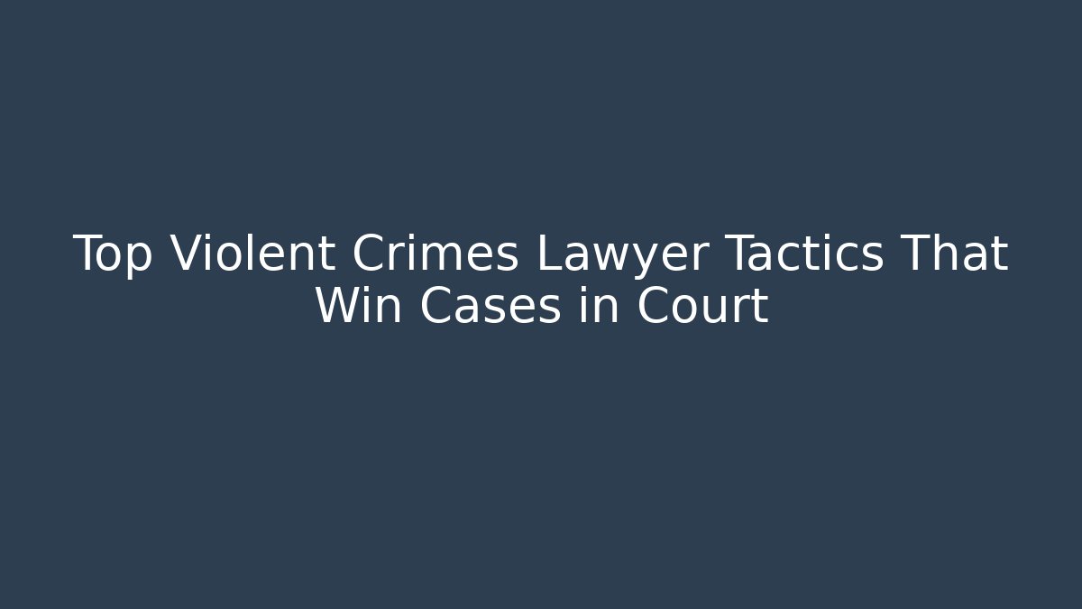 Top Violent Crimes Lawyer Tactics That Win Cases in Court