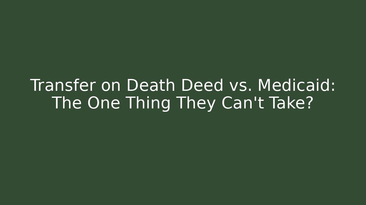 Transfer on Death Deed vs. Medicaid: The One Thing They Can't Take?