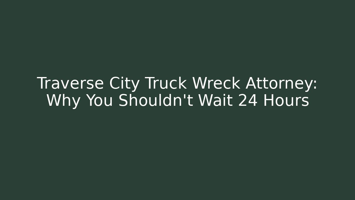 Traverse City Truck Wreck Attorney: Why You Shouldn’t Wait 24 Hours