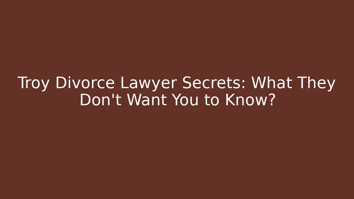 Troy Divorce Lawyer Secrets: What They Don't Want You to Know?