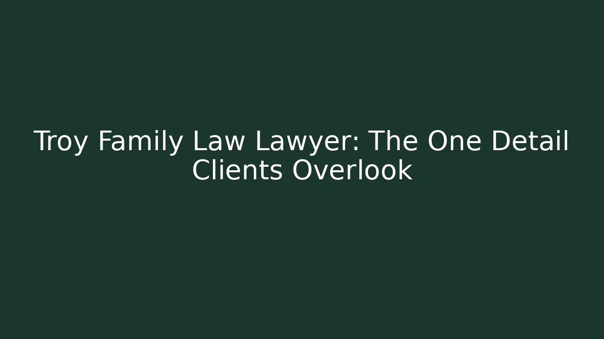 Troy Family Law Lawyer: The One Detail Clients Overlook