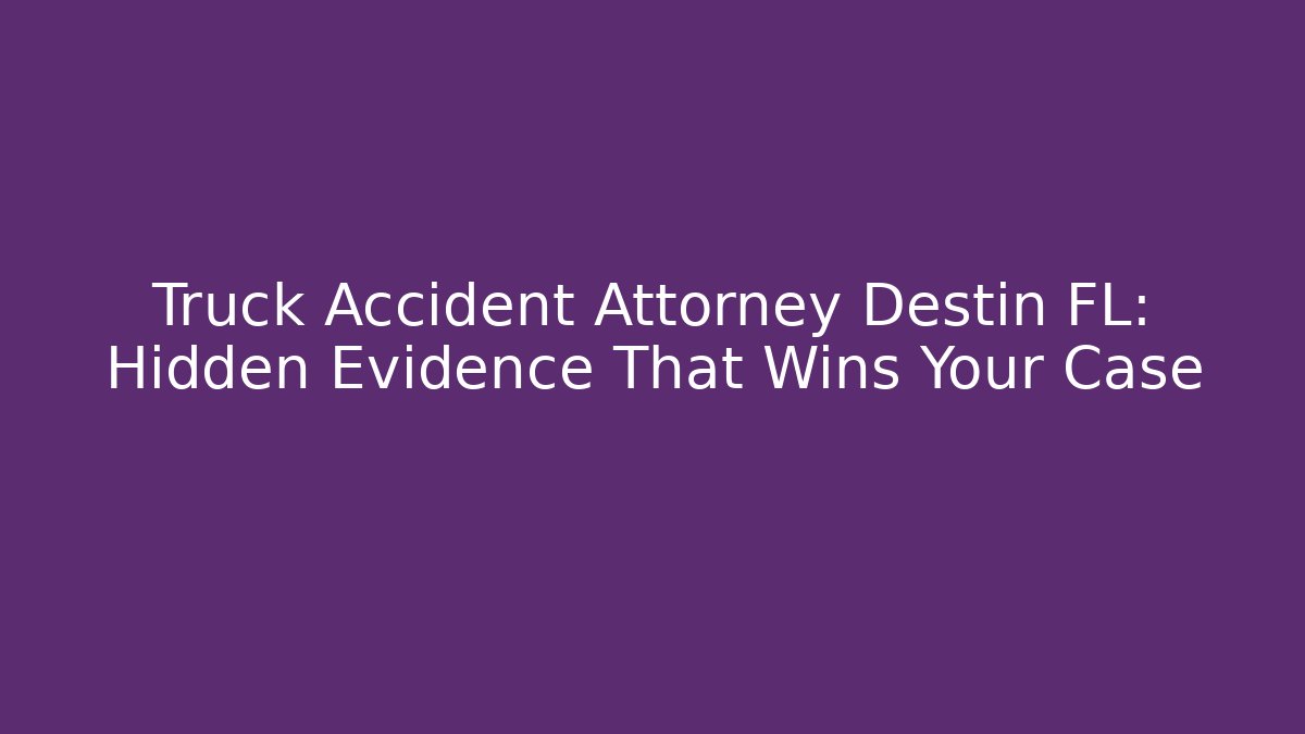 Truck Accident Attorney Destin FL: Hidden Evidence That Wins Your Case