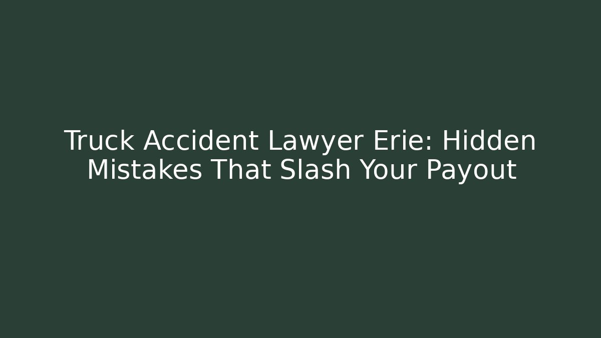 Truck Accident Lawyer Erie: Hidden Mistakes That Slash Your Payout