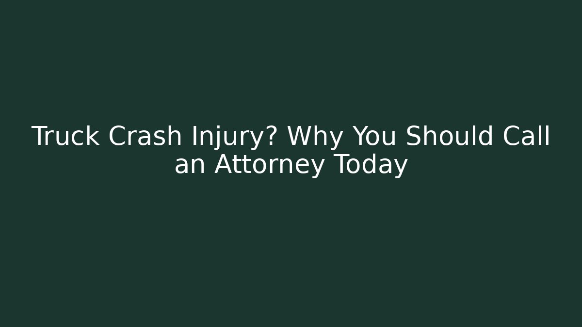 Truck Crash Injury? Why You Should Call an Attorney Today