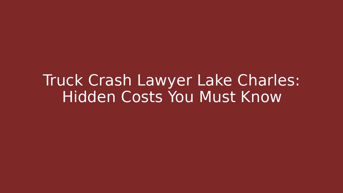Truck Crash Lawyer Lake Charles: Hidden Costs You Must Know