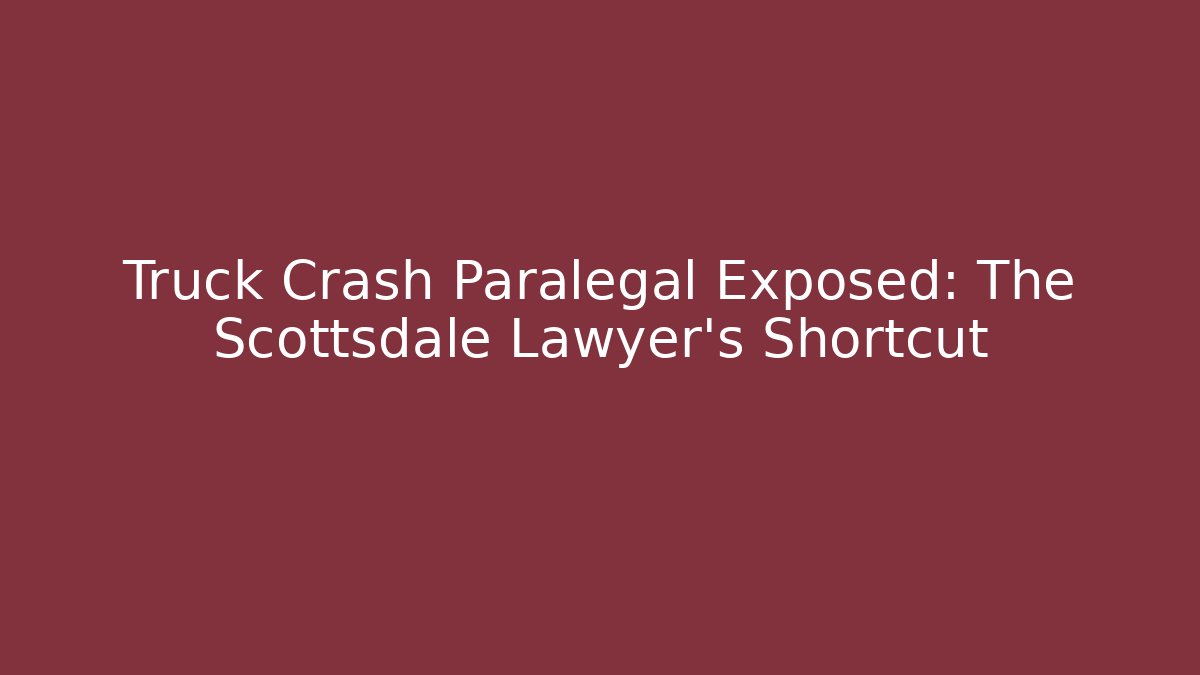 Truck Crash Paralegal Exposed: The Scottsdale Lawyer's Shortcut