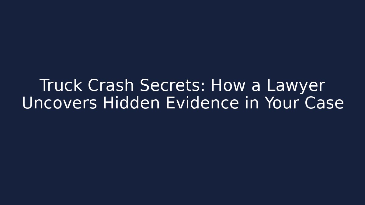 Truck Crash Secrets: How a Lawyer Uncovers Hidden Evidence in Your Case