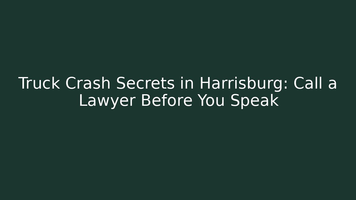 Truck Crash Secrets in Harrisburg: Call a Lawyer Before You Speak