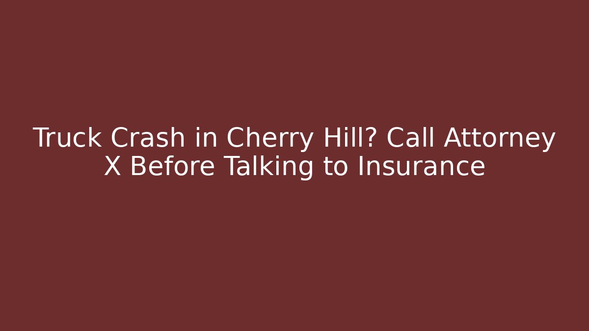 Truck Crash in Cherry Hill? Call Attorney X Before Talking to Insurance