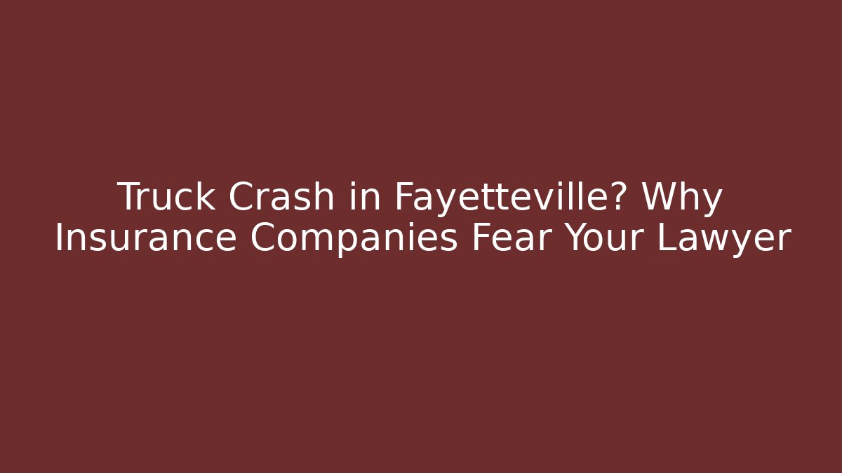Truck Crash in Fayetteville? Why Insurance Companies Fear Your Lawyer