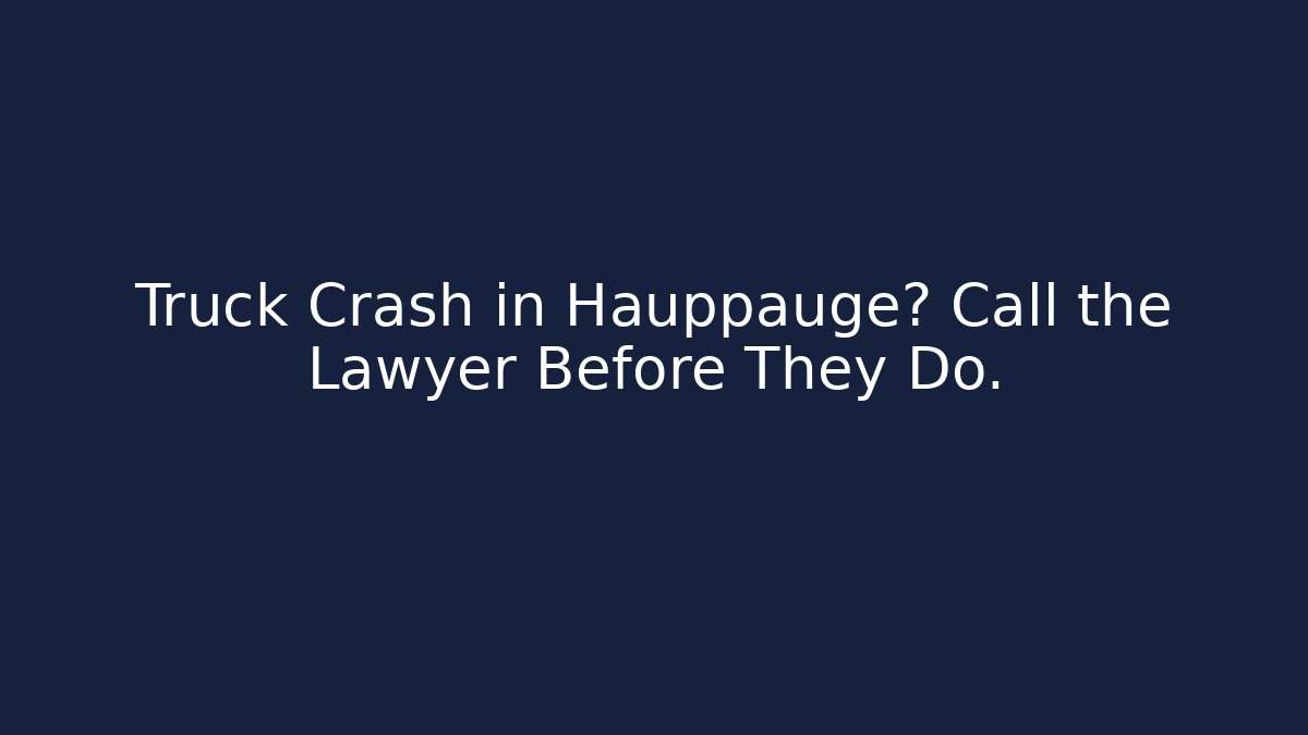 Truck Crash in Hauppauge? Call the Lawyer Before They Do.