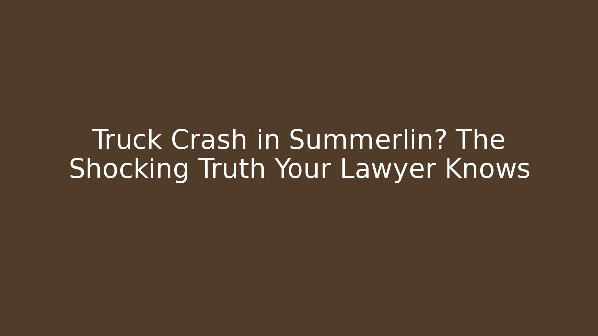 Truck Crash in Summerlin? The Shocking Truth Your Lawyer Knows