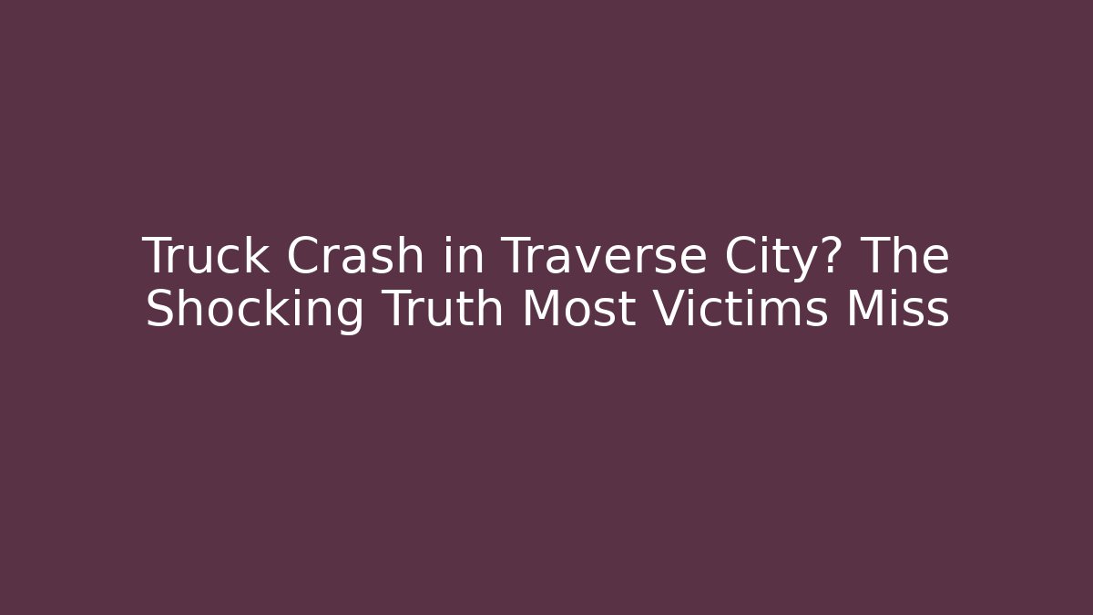 Truck Crash in Traverse City? The Shocking Truth Most Victims Miss