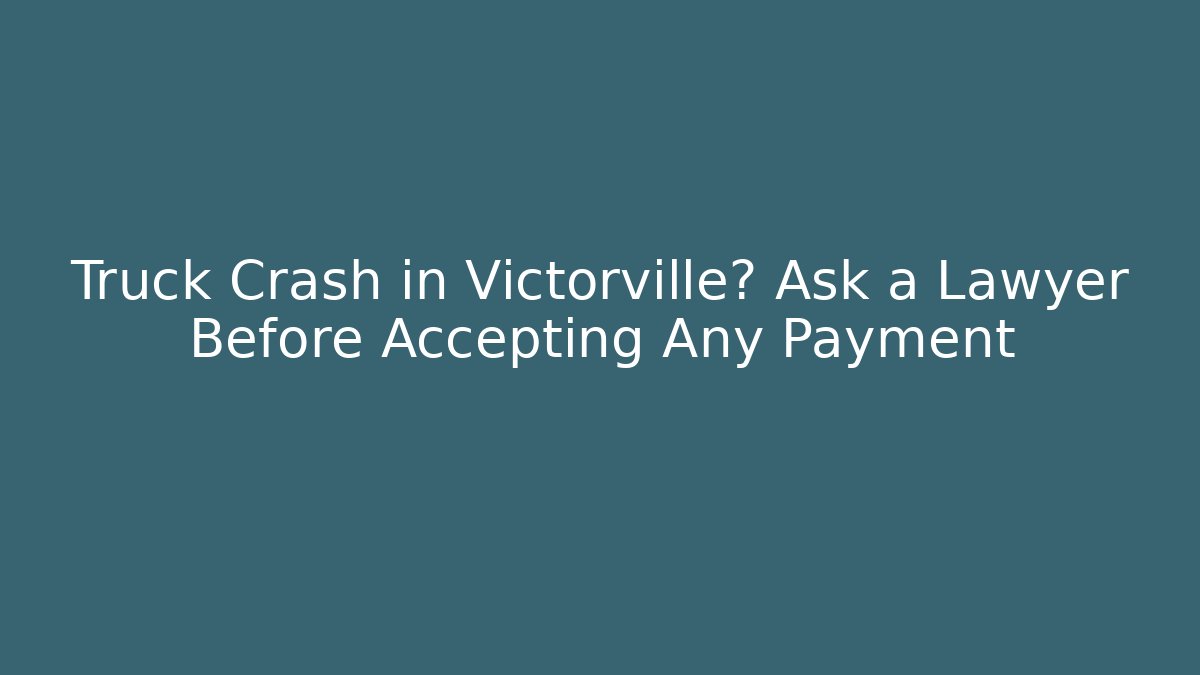 Truck Crash in Victorville? Ask a Lawyer Before Accepting Any Payment