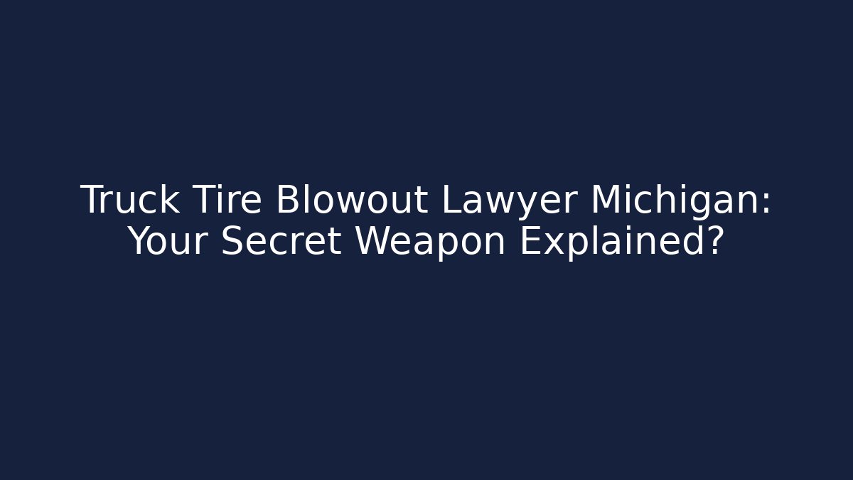Truck Tire Blowout Lawyer Michigan: Your Secret Weapon Explained?