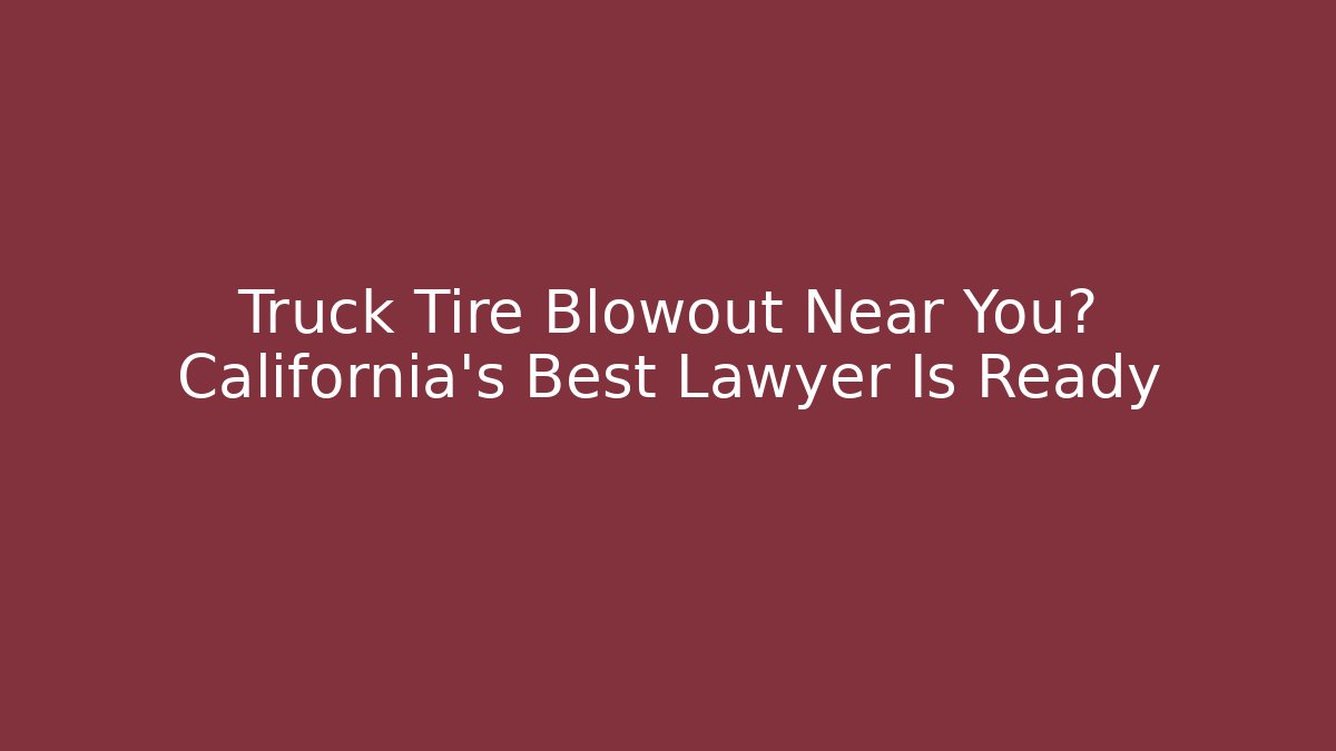Truck Tire Blowout Near You? California’s Best Lawyer Is Ready