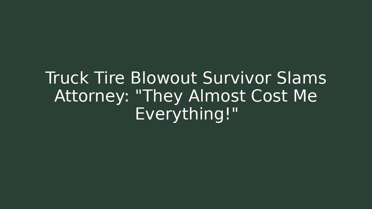 Truck Tire Blowout Survivor Slams Attorney: “They Almost Cost Me Everything!”