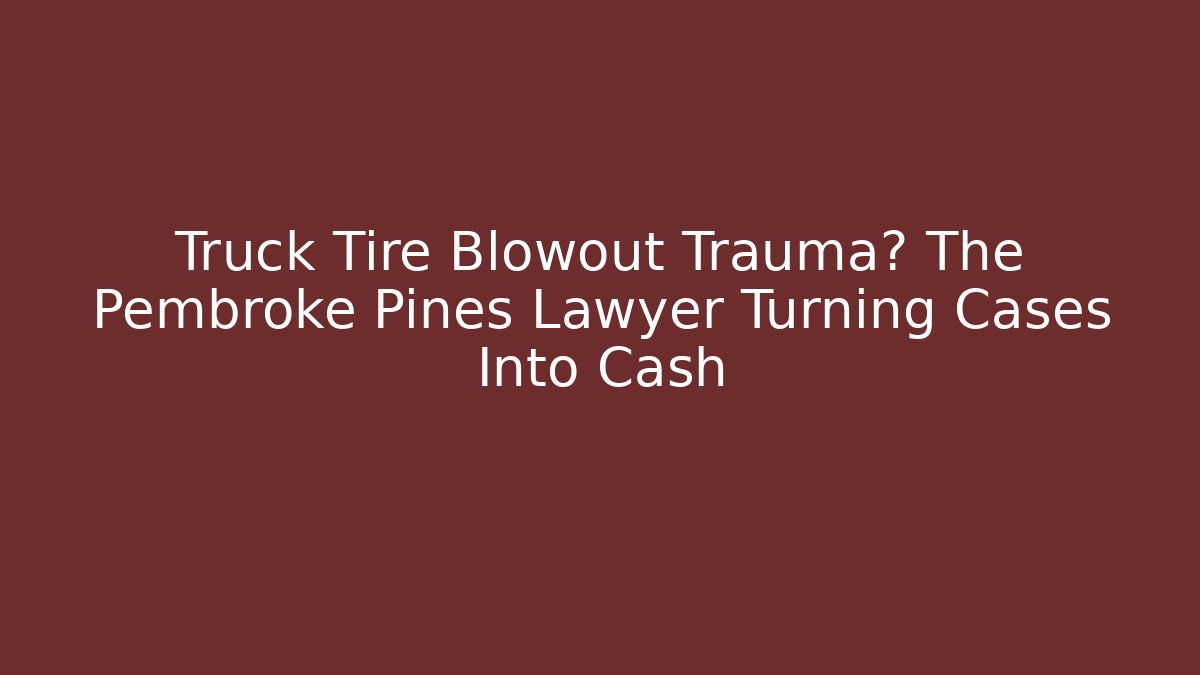 Truck Tire Blowout Trauma? The Pembroke Pines Lawyer Turning Cases Into Cash