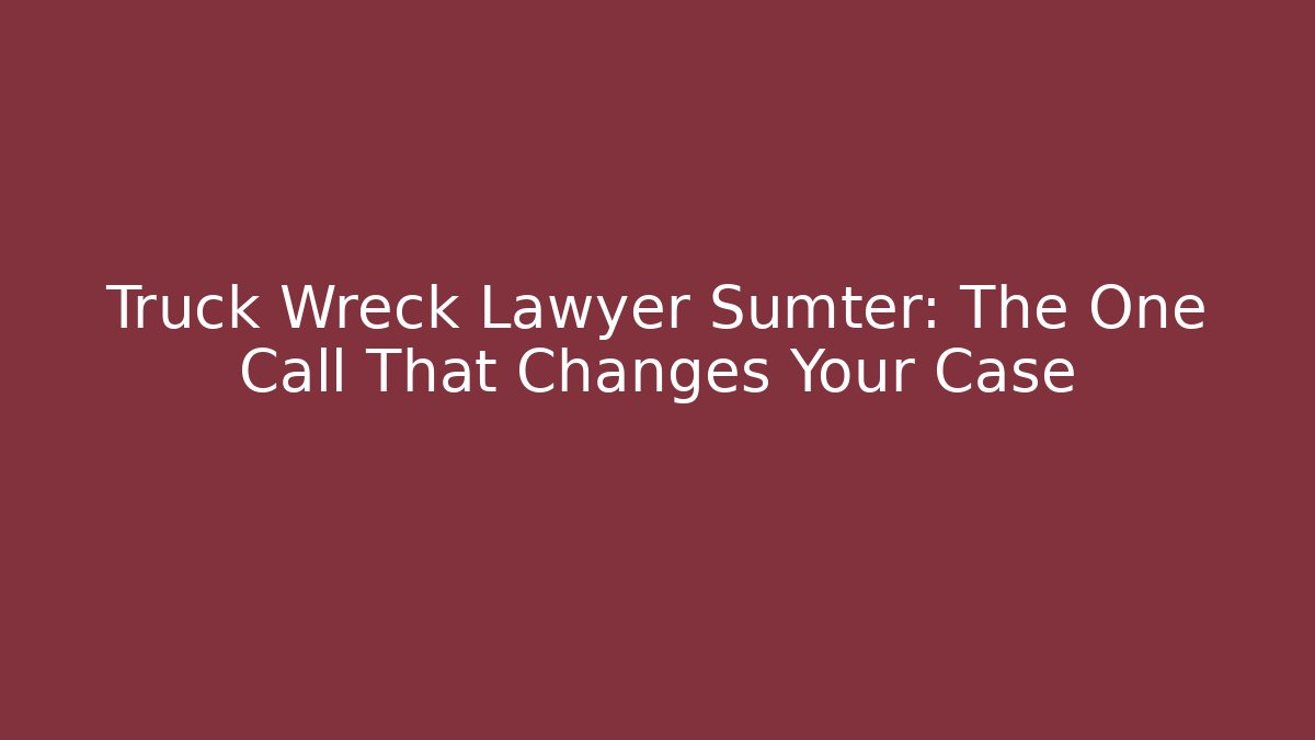 Truck Wreck Lawyer Sumter: The One Call That Changes Your Case