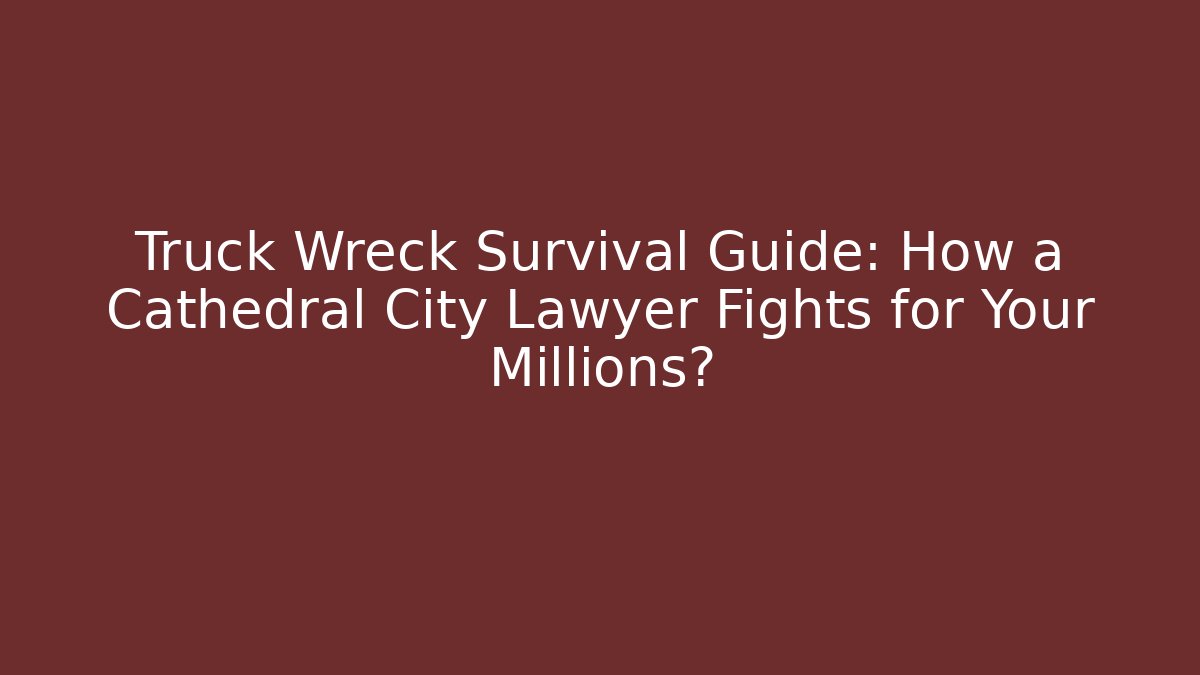 Truck Wreck Survival Guide: How a Cathedral City Lawyer Fights for Your Millions?