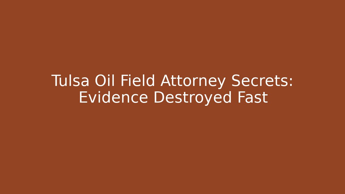 Tulsa Oil Field Attorney Secrets: Evidence Destroyed Fast - WealthxGroup